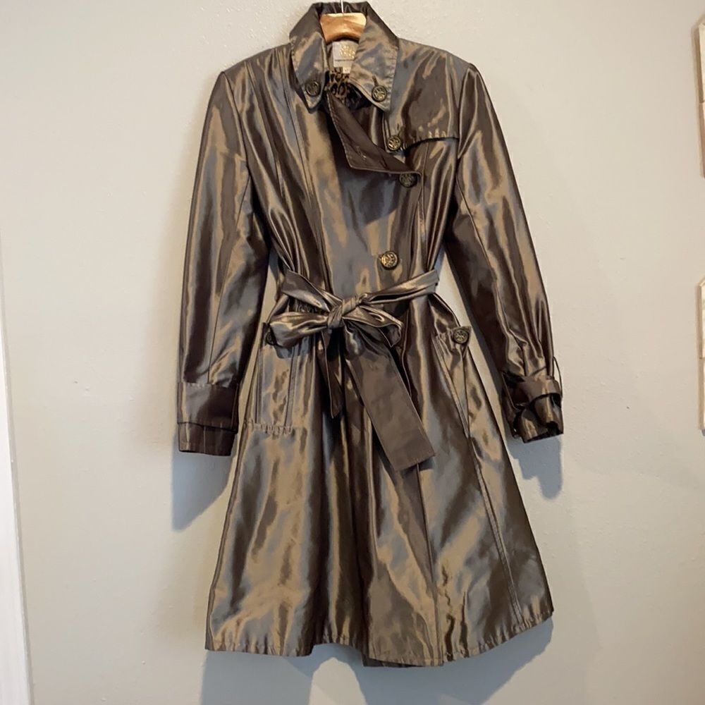 SARA BERMAN metallic trench coat